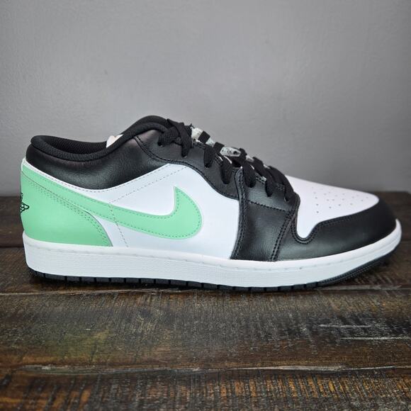 NEW Nike Air Jordan 1 Low Mens Size 13 Shoes Green Glow Black White 553558-131 - Picture 5 of 12